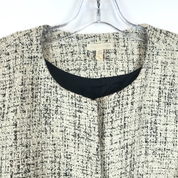 Size Large Eileen Fisher Single-Button Tweed Coat - Picture 4 of 6